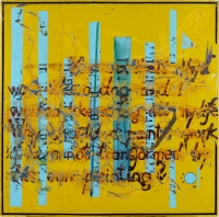1998, Abschliff und Übermalung von Verkehrsschild, 125 x 125 cm 